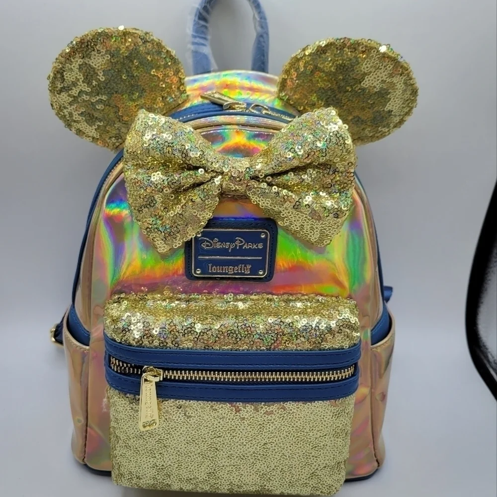 Loungefly Blue Earidescent Iridescent Disney World 50th Anniversary Backpack